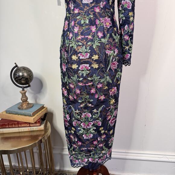 NWT Marchesa Notte Sheath Dress Alexis Floral Embroidered Size 6 Formal Romantic - Picture 12 of 16